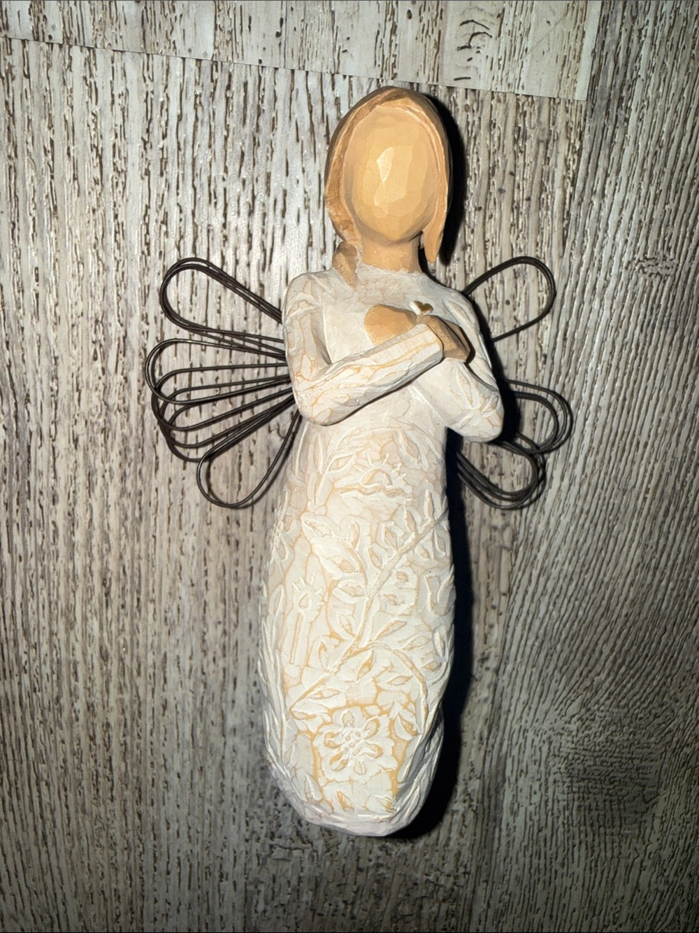 Willow Tree Cream Angel Figurine with Brown Wire Wings